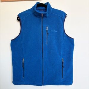 L.L. Bean Blue Fleece Vest Full Zip Outdoor Hiking Layer Men’s Large